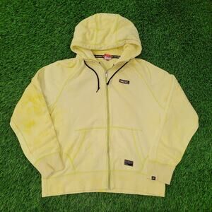 NIKE FC Zip Hoodie Womens Large 24x24 Baggy Boxy Yellow Bleached